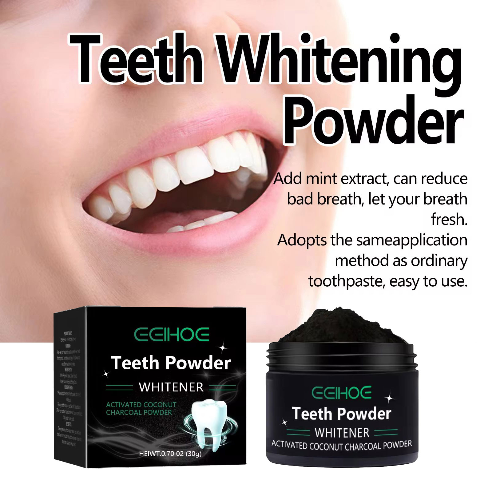 EELHOE Charcoal Powder for Tee - Whitening Powder Activated recension och pris