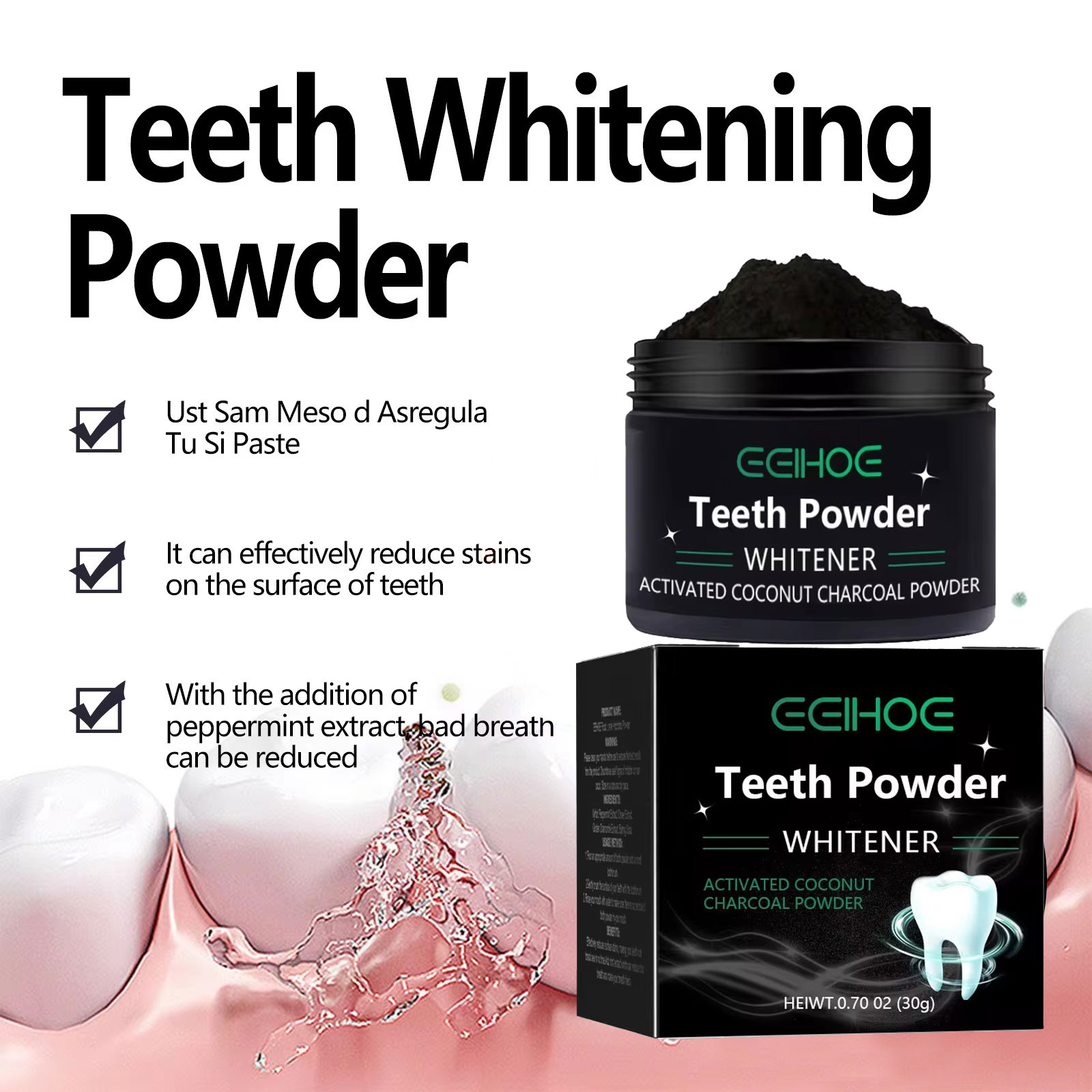 EELHOE Charcoal Powder for Tee - Whitening Powder Activated recension och pris
