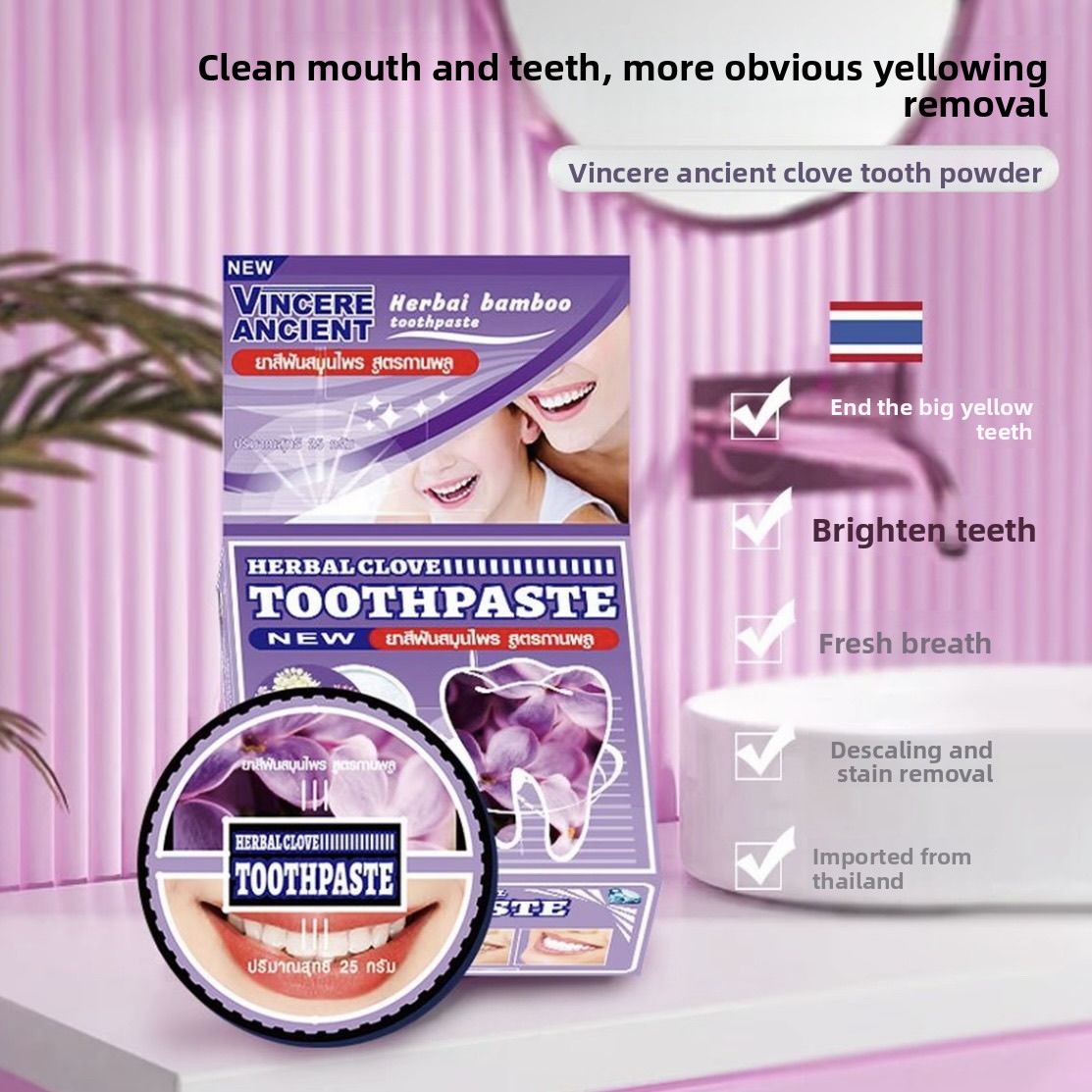 Natural Thai VINCERE Tooth Pow - Teeth Whitening Charcoal Powder recension och pris